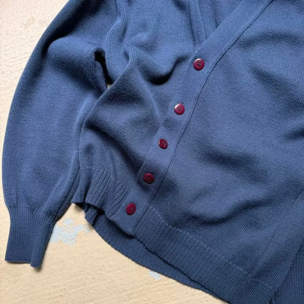 Military Equipment Buttoned Wool Blend Men's L Cardigan Blue